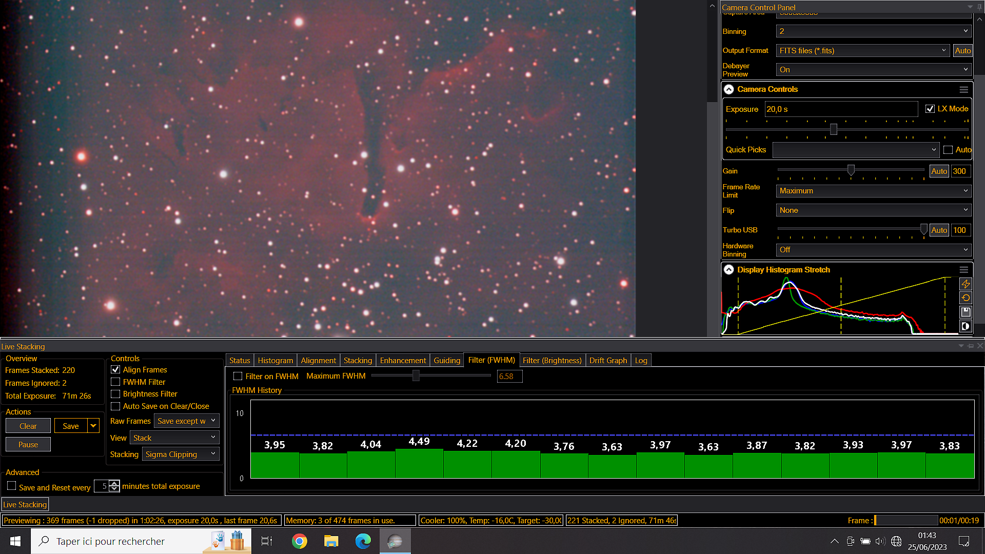  NGC6820 - Vu en live stacking avec ScharpCap